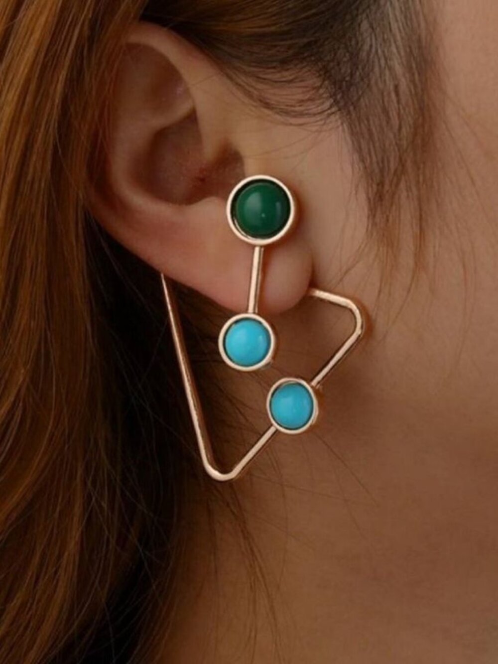 Geometric Green andBlue Earrings N976